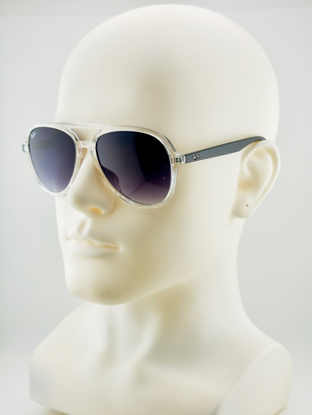 Ray-Ban Aviator Sunglasses RB4376 Transparent Frame with Gradient Dark Gray Lens - Picture 2 of 16